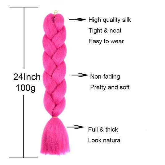 24" Ombre Rainbow Jumbo Braiding Hair – Pink, Red, Blue Extensions - Cindorium