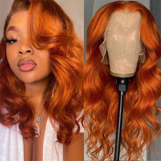 30" Ginger Lace Front Wig – 13x4 & 13x6 HD Body Wave Human Hair | Colored Frontal Wig Choice - Cindorium