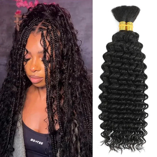 Deep Wave Braiding Hair – Highlight Blonde Human Hair, 100g | Boho Style - Cindorium