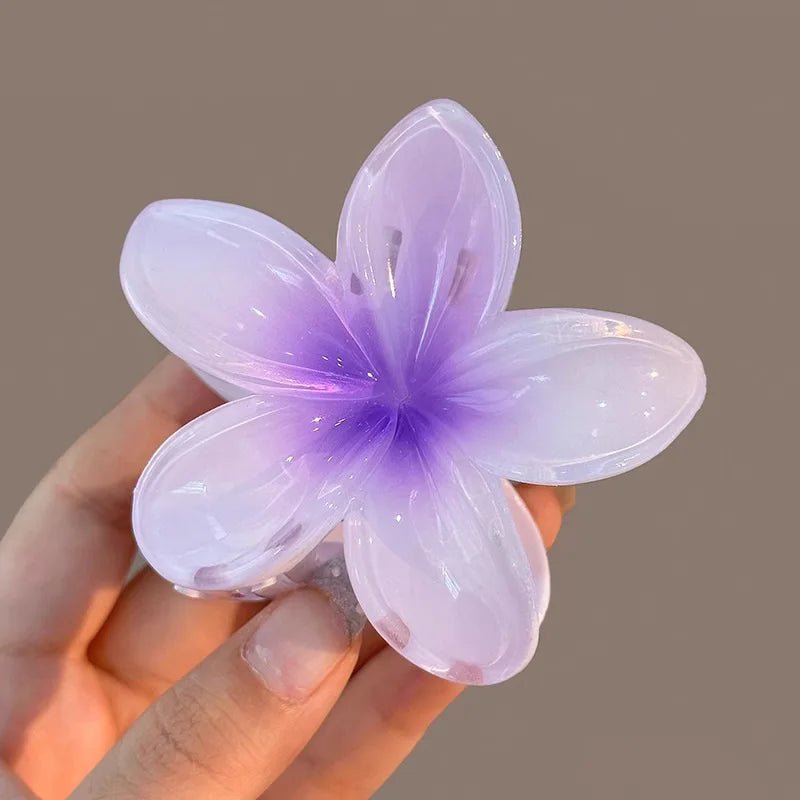 Hawaiian Gradient Flower Hair Clips – Shark Claw Hairpins for Women | Beach Style - Cindorium
