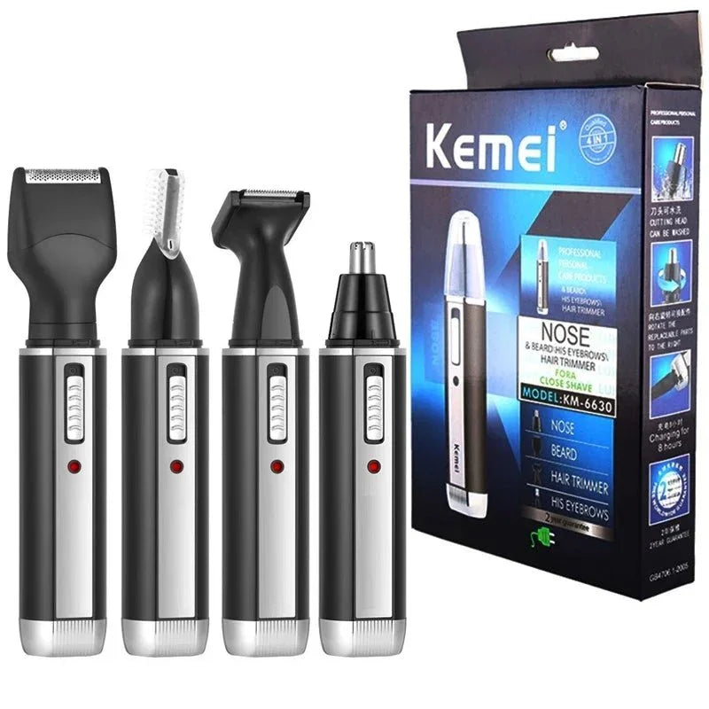 Kemei 4 - in - 1 Rechargeable Hair Trimmer – Shaver, Beard, Nose & Eyebrow Grooming Tool - Cindorium