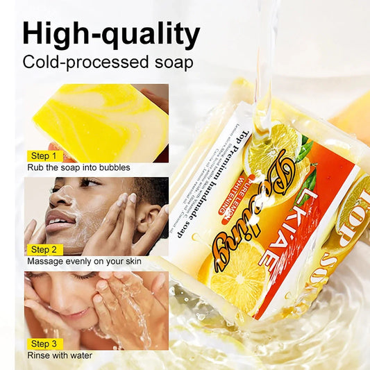 LKIAE Lemon Whitening Soap – 150g Cold Processed Bar for Face & Body, Acne & Oil Control - Cindorium