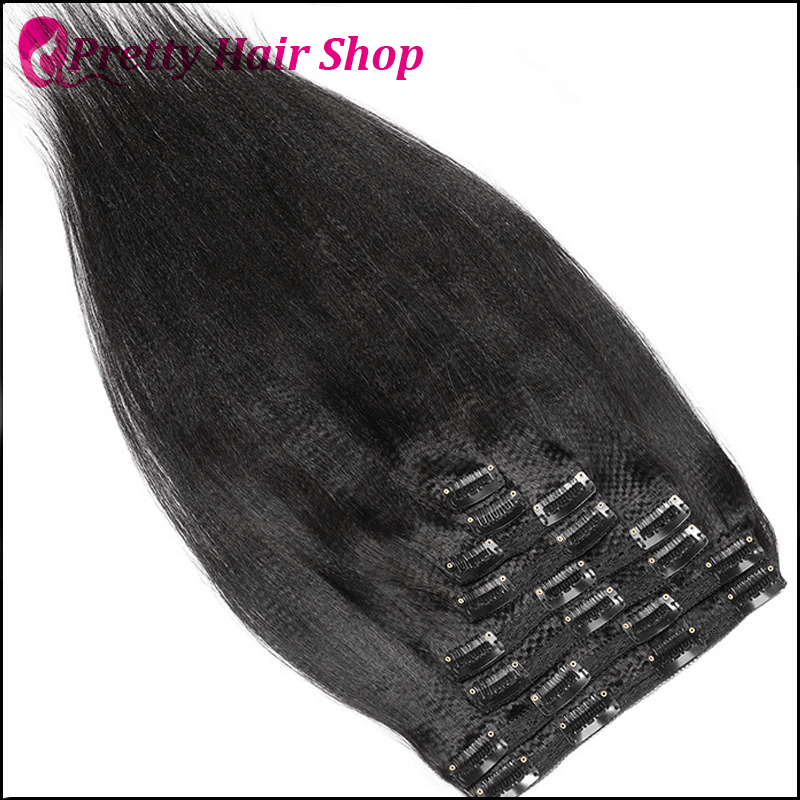 Peruvian Light Yaki Straight Clips In Human Hair Extensions - Cindorium