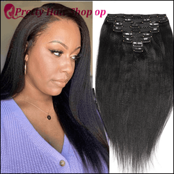 Peruvian Light Yaki Straight Clips In Human Hair Extensions - Cindorium