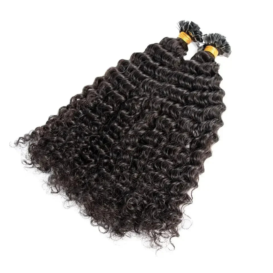 Pre-Bonded Flat Tip Human Hair Extensions – Deep Curly Brazilian Remy Keratin Fusion FashionBeauty Store