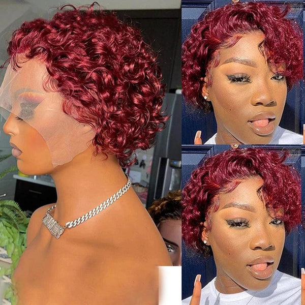 Pixie Cut Human Hair Wig Color Lace Wig - Cindorium