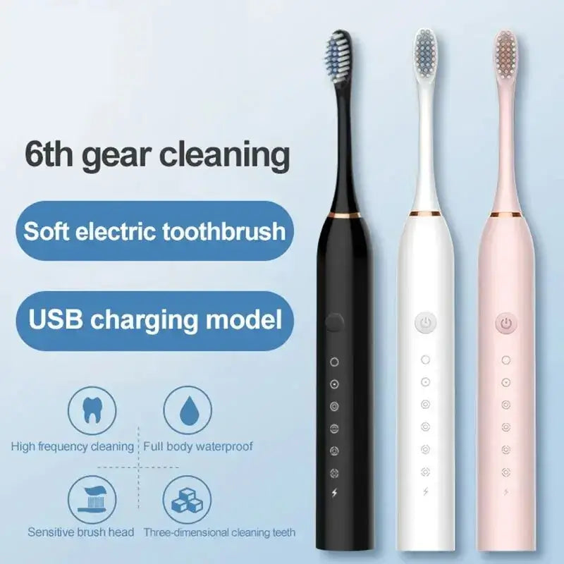 Electric Ultrasonic Toothbrush – Six-Speed, USB Charging - Cindorium