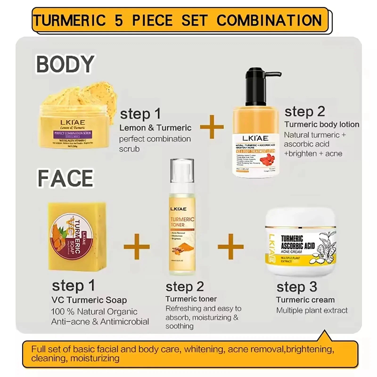 AILKE Organic Turmeric Skin Care Set – Brightens, Clears & Evens Tone AILKE Official Store