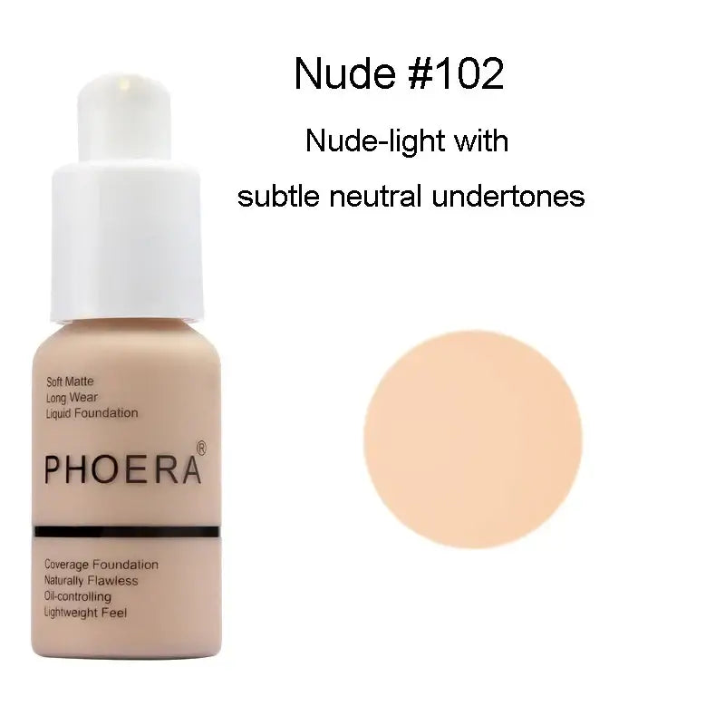 PHOERA Liquid Foundation 30ml - Oil-control Concealer Set - Cindorium