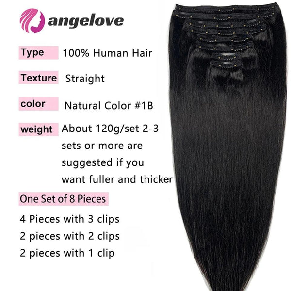 Straight Clip In Hair Extension -Human Hair - Cindorium