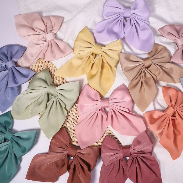 New Sweet Bow Hairpins Solid Color Bowknot for Girls - Cindorium