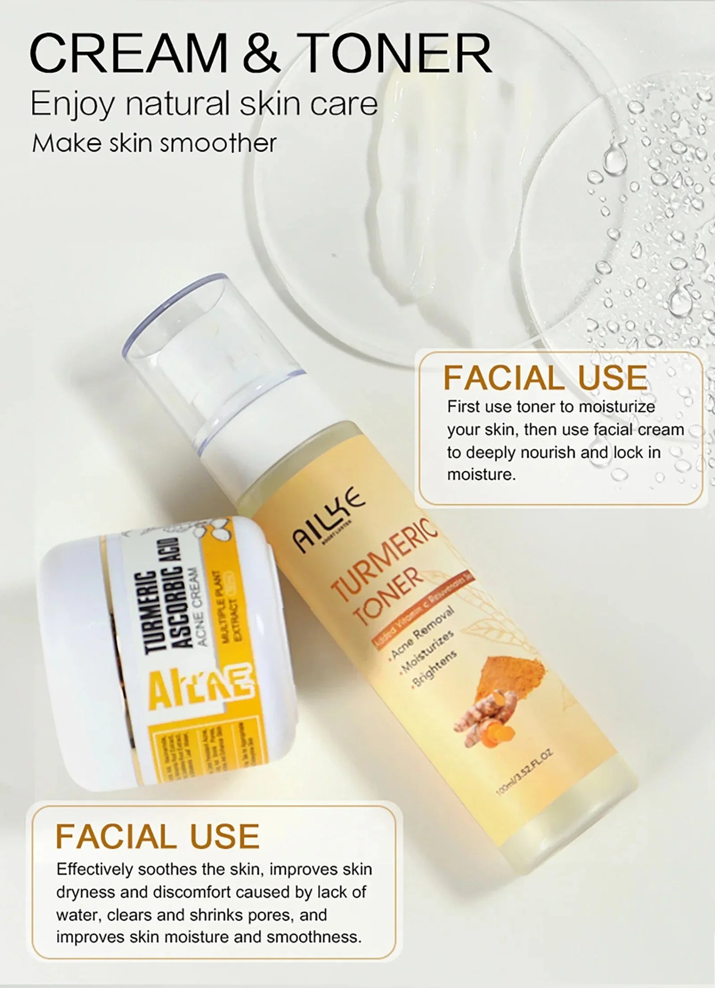 AILKE Organic Turmeric Skin Care Set – Brightens, Clears & Evens Tone AILKE Official Store