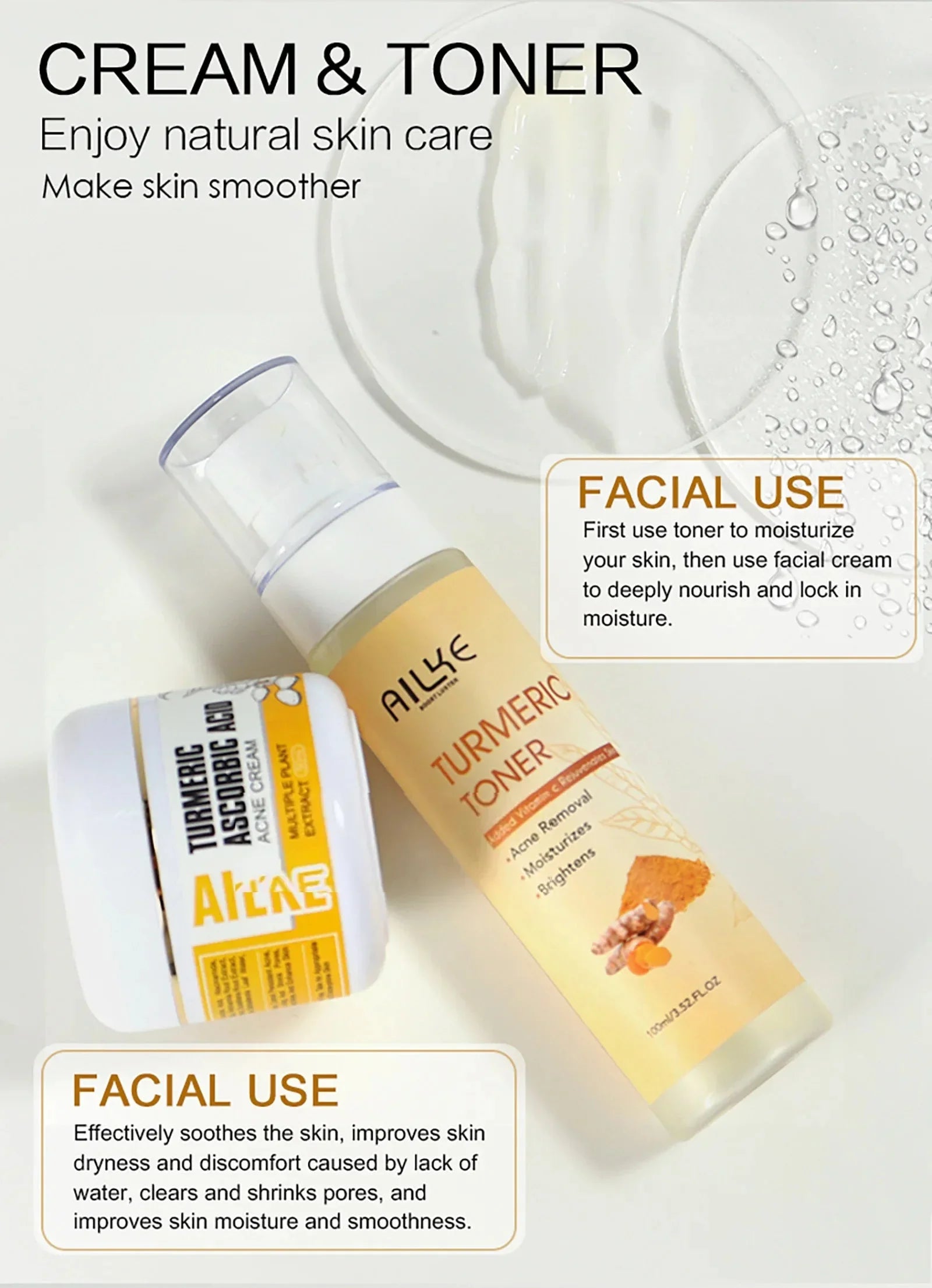 AILKE Organic Turmeric Skin Care Set – Brightens, Clears & Evens Tone AILKE Official Store