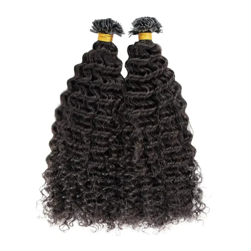 Pre-Bonded Flat Tip Human Hair Extensions – Deep Curly Brazilian Remy Keratin Fusion FashionBeauty Store
