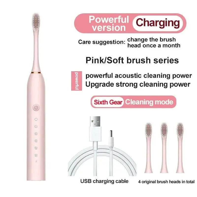 Electric Ultrasonic Toothbrush – Six-Speed, USB Charging - Cindorium