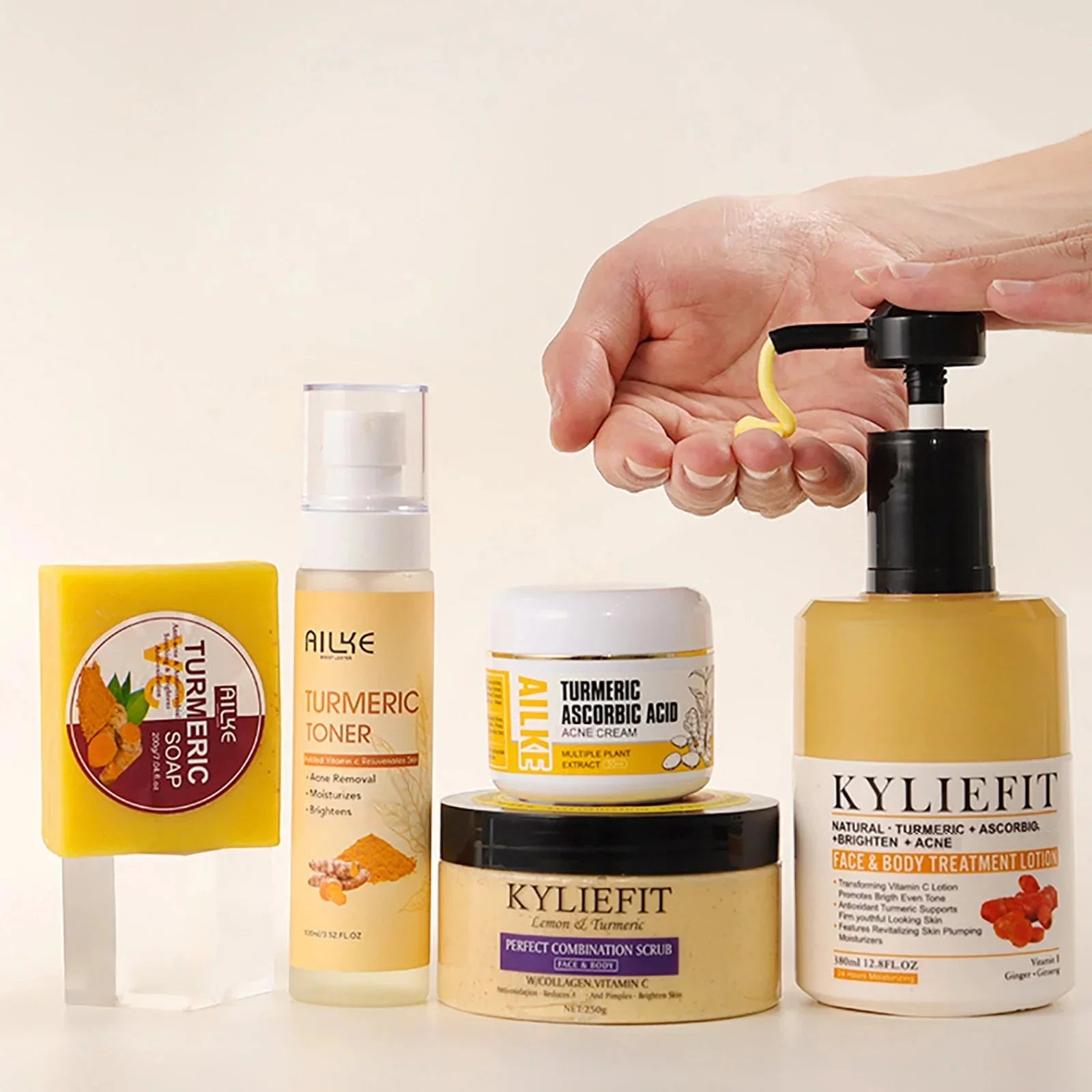 AILKE Organic Turmeric Skin Care Set – Brightens, Clears & Evens Tone AILKE Official Store