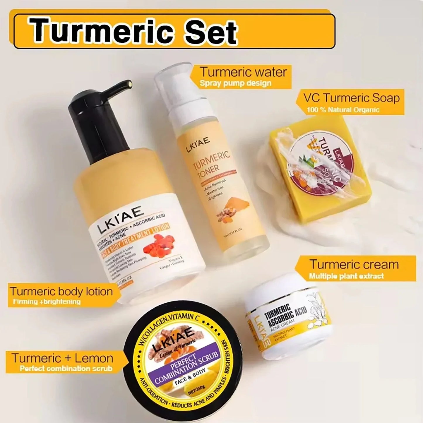 AILKE Organic Turmeric Skin Care Set – Brightens, Clears & Evens Tone - Cindorium