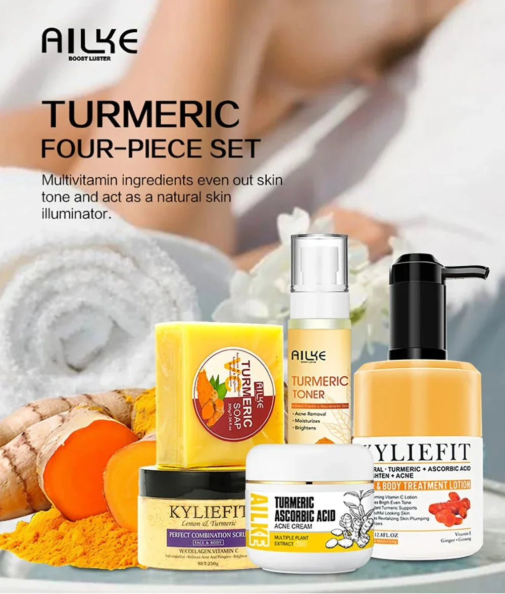 AILKE Organic Turmeric Skin Care Set – Brightens, Clears & Evens Tone - Cindorium