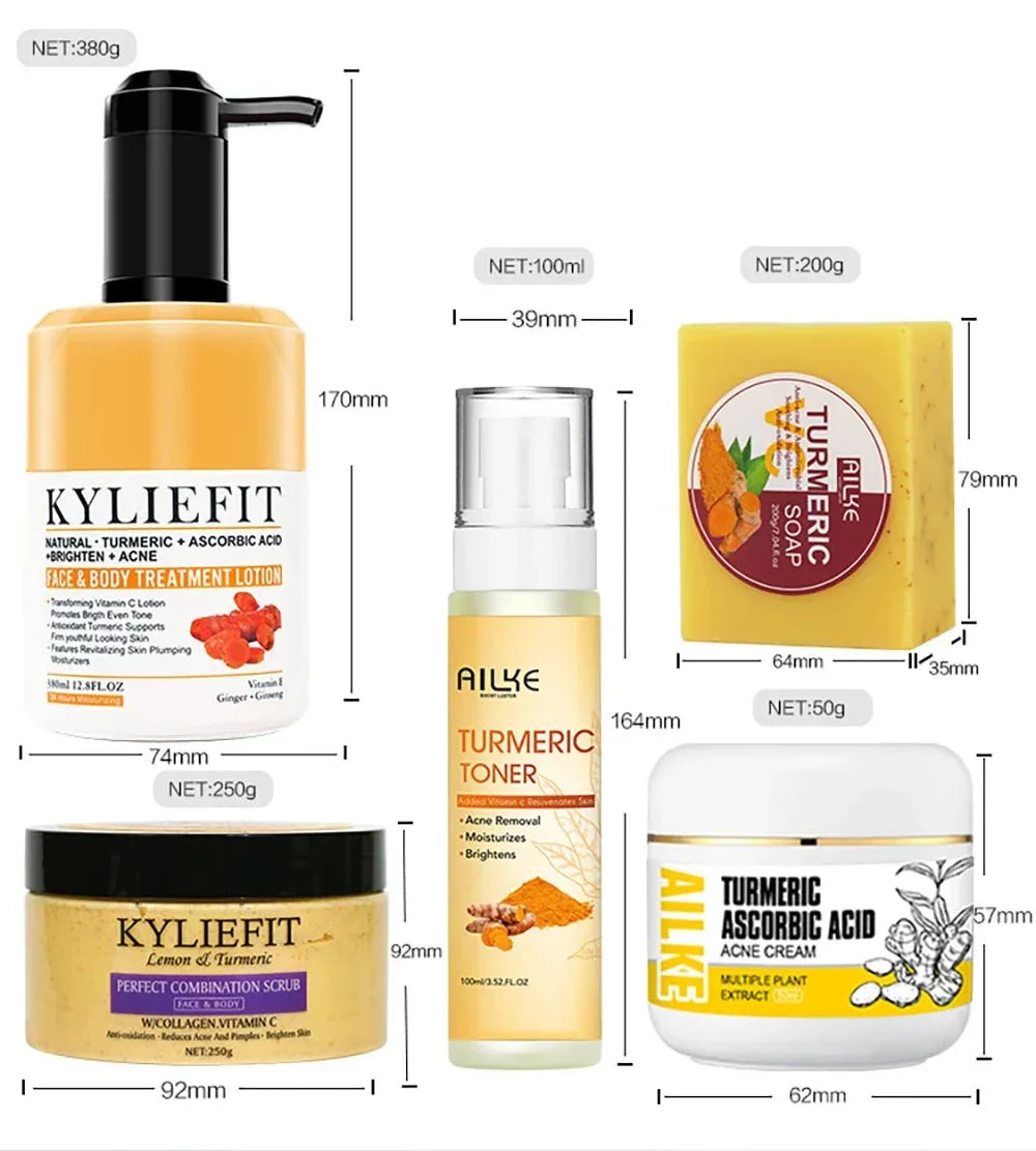 AILKE Organic Turmeric Skin Care Set – Brightens, Clears & Evens Tone - Cindorium