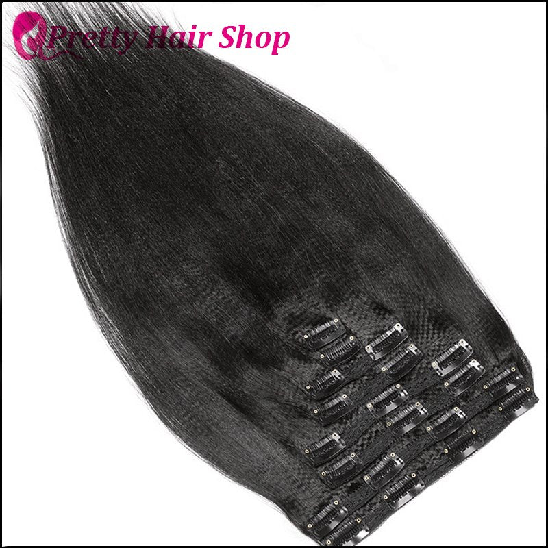 Brazilian Light Yaki Straight Clip In Human Hair Extensions - Cindorium