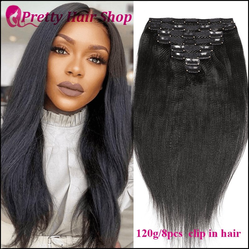 Brazilian Light Yaki Straight Clip In Human Hair Extensions - Cindorium