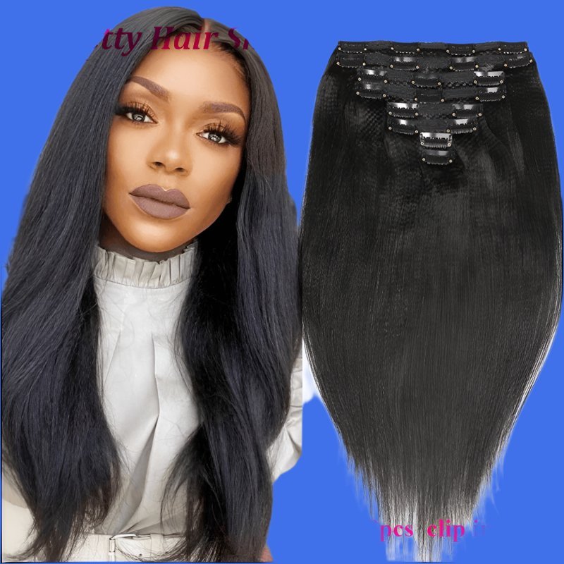 Brazilian Light Yaki Straight Clip In Human Hair Extensions - Cindorium