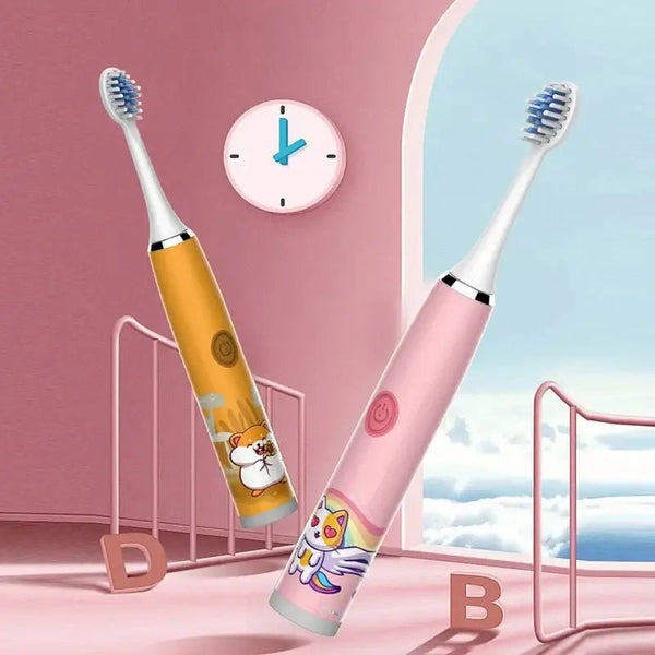 Children Electric Toothbrush Cartoon Kids with Replacement Head - Cindorium