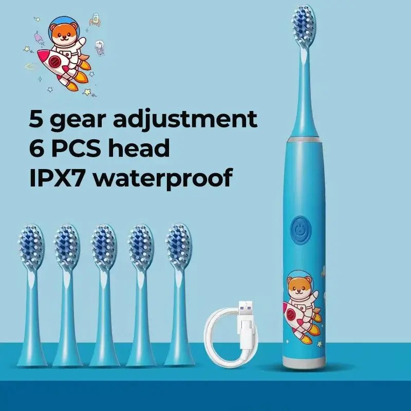 Children Electric Toothbrush Cartoon Kids with Replacement Head - Cindorium