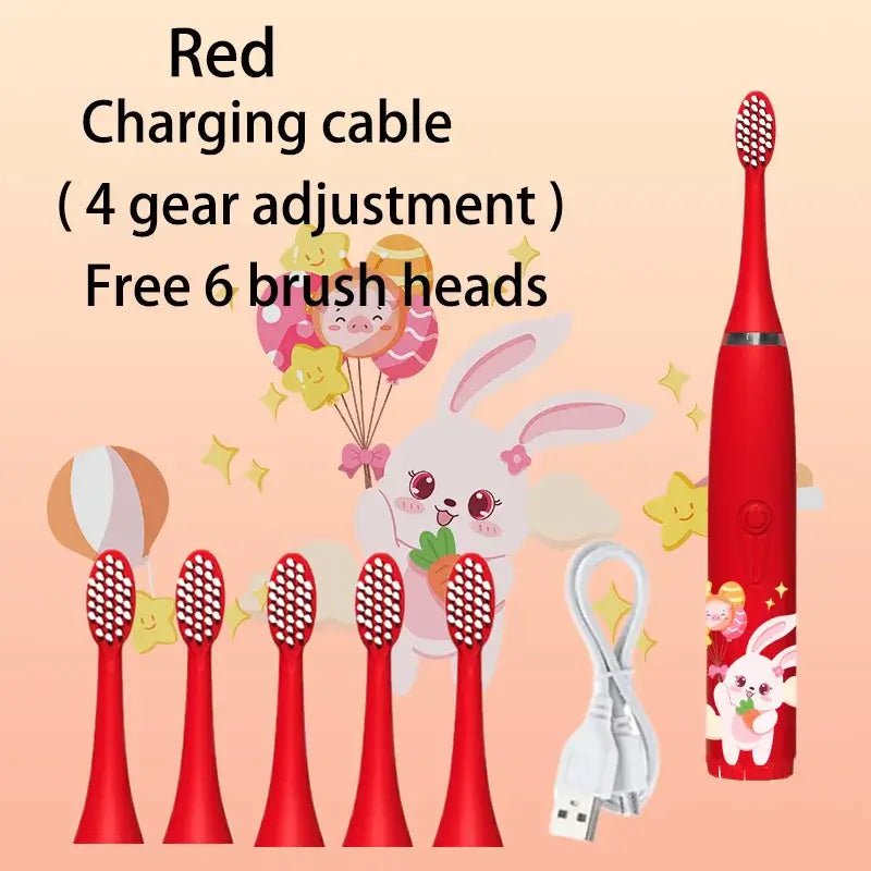 Children Electric Toothbrush Cartoon Kids with Replacement Head - Cindorium