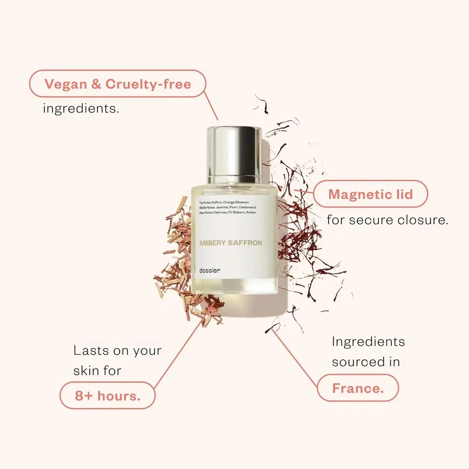 Dossier Ambery Saffron | 1.7 Fl Oz Eau de Parfum – Inspired by Baccarat Rouge 540 - Cindorium